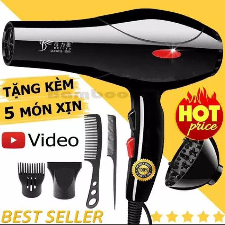 [HCM](Review) Máy sấy tóc 2 chiều công xuất lớn máy sấy tóc 2 chiều nóng lạnh - Máy Sấy Tóc Tạo Kiểu Deliya Công Suất Lớn 2200W Tặng Kèm Bộ Phụ Kiện 5 Chi Tiết BẢO HÀNH 12 THÁNG TOÀN QUỐC