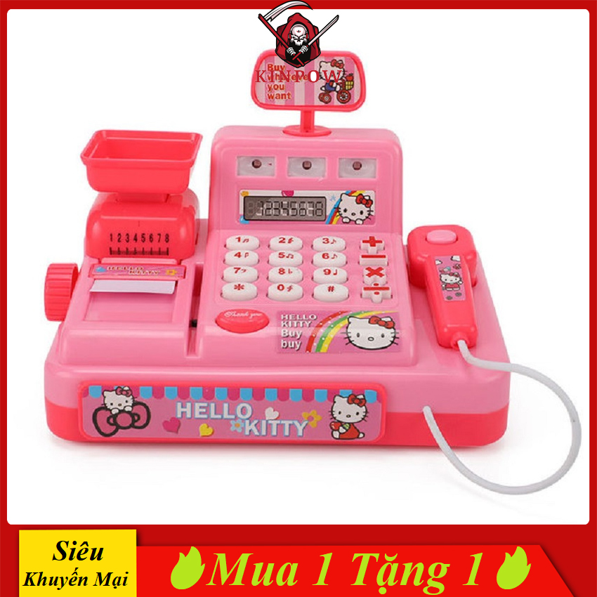 Đồ chơi máy tính tiền siêu thị kinpow màu hồng cho bé chơi đồ hàng giao tiếp tính toán