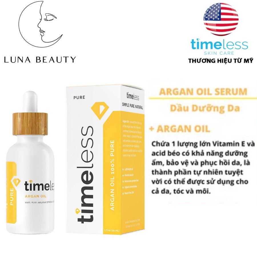 Dầu dưỡng Timeless Argan Oil 100% Pure