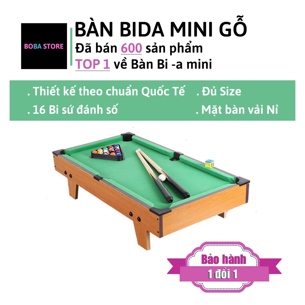 Bàn bi da mini, đồ chơi bàn bida - bida lỗ - bộ bida mini 6 lỗ cho bé - thiết kế đơ giản - chất liệu nhựa pp loại gỗ và nỉ tốt, độ bền cao - kích thích phát triển sự khéo léo cho bé.