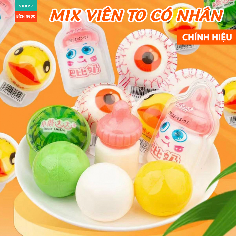 Set 10 Viên Kẹo Mắt Viên To Có Nhân, Mix Vị Trái Cây Thơm Ngon Fun Eyeballs Hongkong, Hình Trái Đất, Quả Dưa Hấu, Hình Vịt Con Hàng Nhập Top Bán Chạy