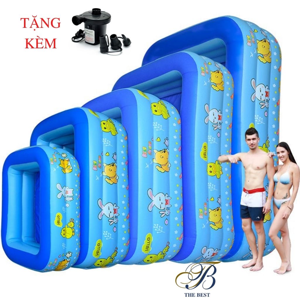 Bể bơi phao trong nhà 🎁TẶNG KÈM BƠM 99K - hình chữ nhật kích thước 1.2m,1.3m, 1.5m, 1.8m, 2.1m cao cấp , Bể bơi trẻ em bốn mùa an toàn cho bé , Bể bơi trẻ em loại tốt , dày dặn , chống trơn trượt , Bảo hành uy tín lỗi 1 đổi