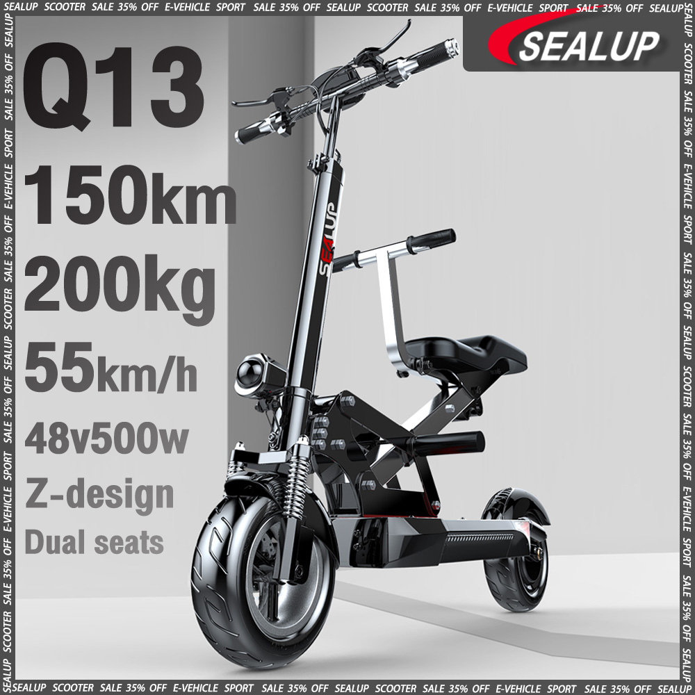 ［bảo hành tại địa phương］SEALUP-Q13 xe điện hai chỗ tải trọng 200kg xe scooter điện có thể gập lại thế hệ thứ tư màn hình LCD xe điện pin 40-150km tốc độ tối đa 55km/h scooter điện đèn tín hiệu kép không thấm nước