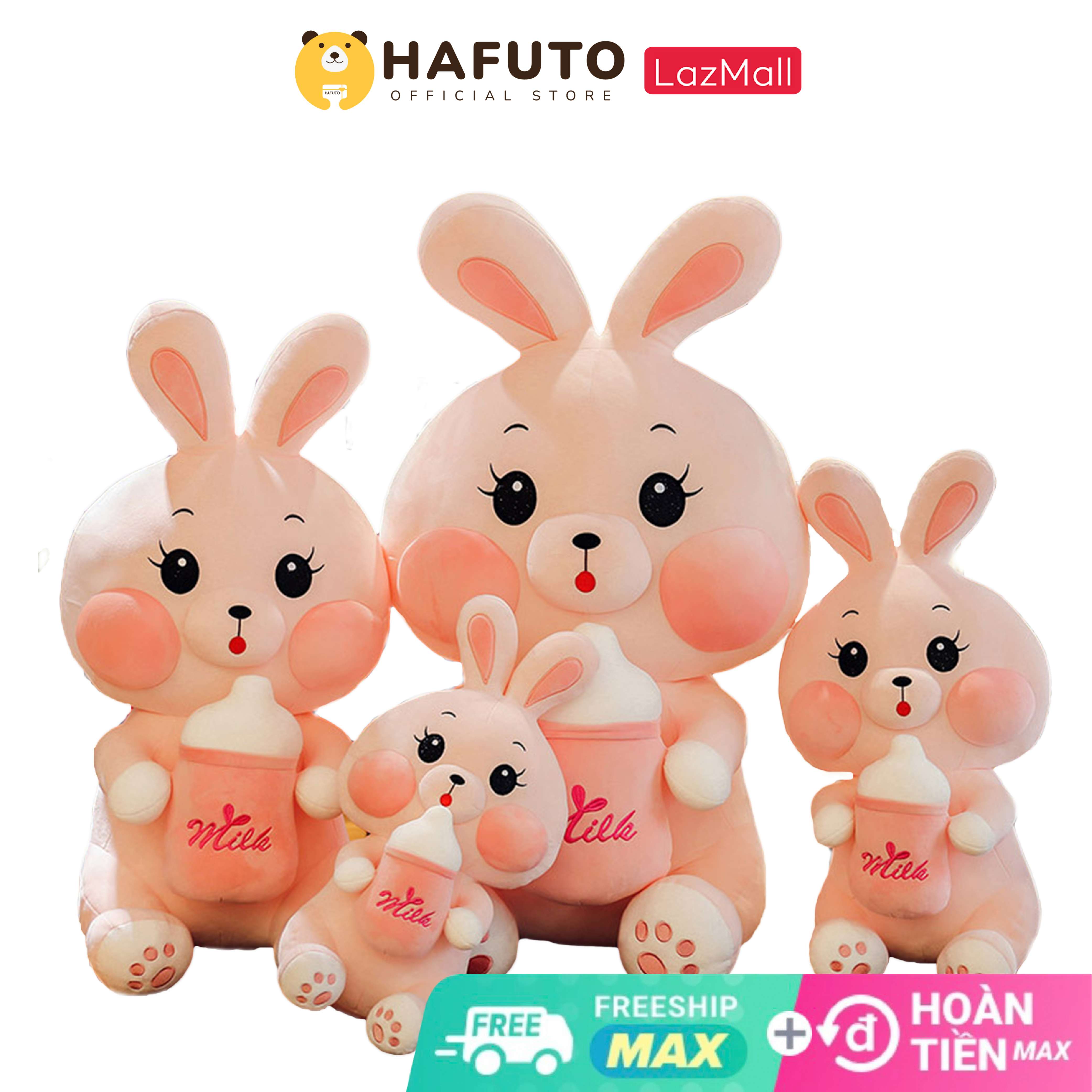Gấu bông thỏ ôm bình sữa hafuto cute, nhiều kích thước, mềm mại cao cấp, qùa tặng cho mọi lứa tuổi