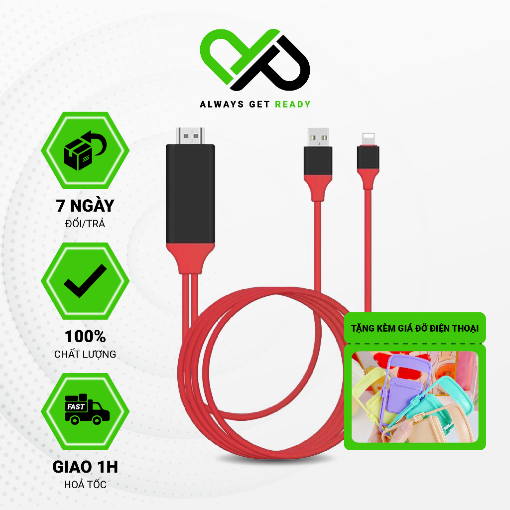 Cáp chuyển tín hiệu Lightning To HDMI - Siêu xịn - Kết nối sang tivi, TV, máy chiếu HDTV Cable Plug and Play ĐL02