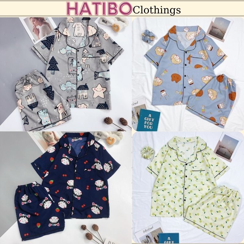 Đồ ngủ nữ pijama tay ngắn HATIBO Bộ mặc nhà pizama chất kate thái chuẩn loại 1 mềm mát