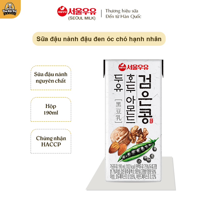 Sữa Đậu Nành Đậu Đen Óc Chó Hạnh Nhân Seoul Milk Hàn Quốc 190ml/hộp