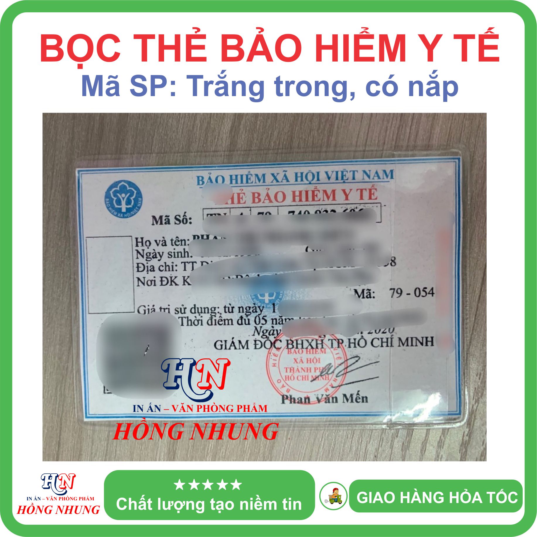 [SÉT] COMBO 2 Bao Bọc thẻ Bảo hiểm y tế BHYT - Nhựa PVC dẻo trong suốt có nắp đậy chống nước