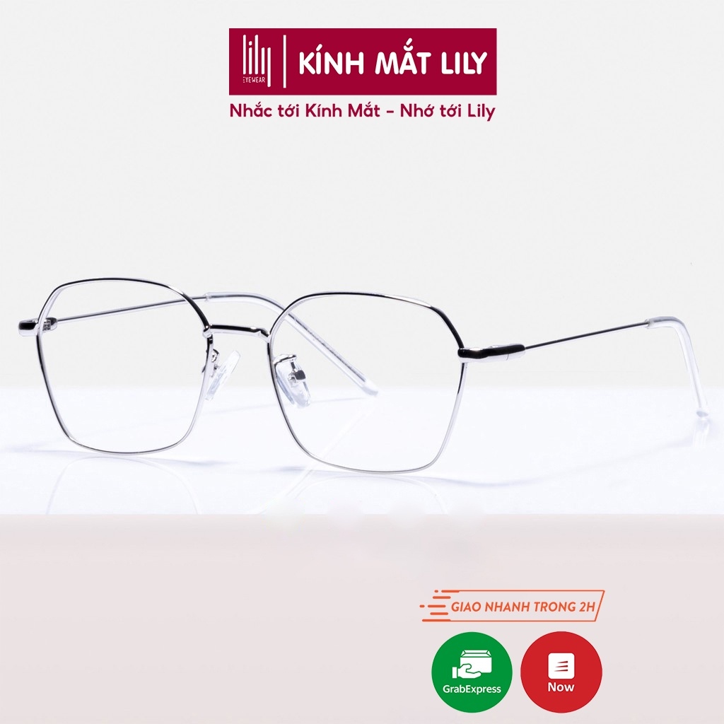 Gọng kính cận nam nữ Lilyeyewear chất liệu kim loại mắt đa giác thanh mảnh 2808