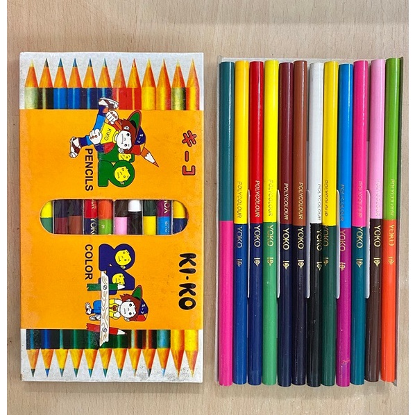Hộp bút chì màu gỗ Kiko 2 đầu - 12 cây 24 màu