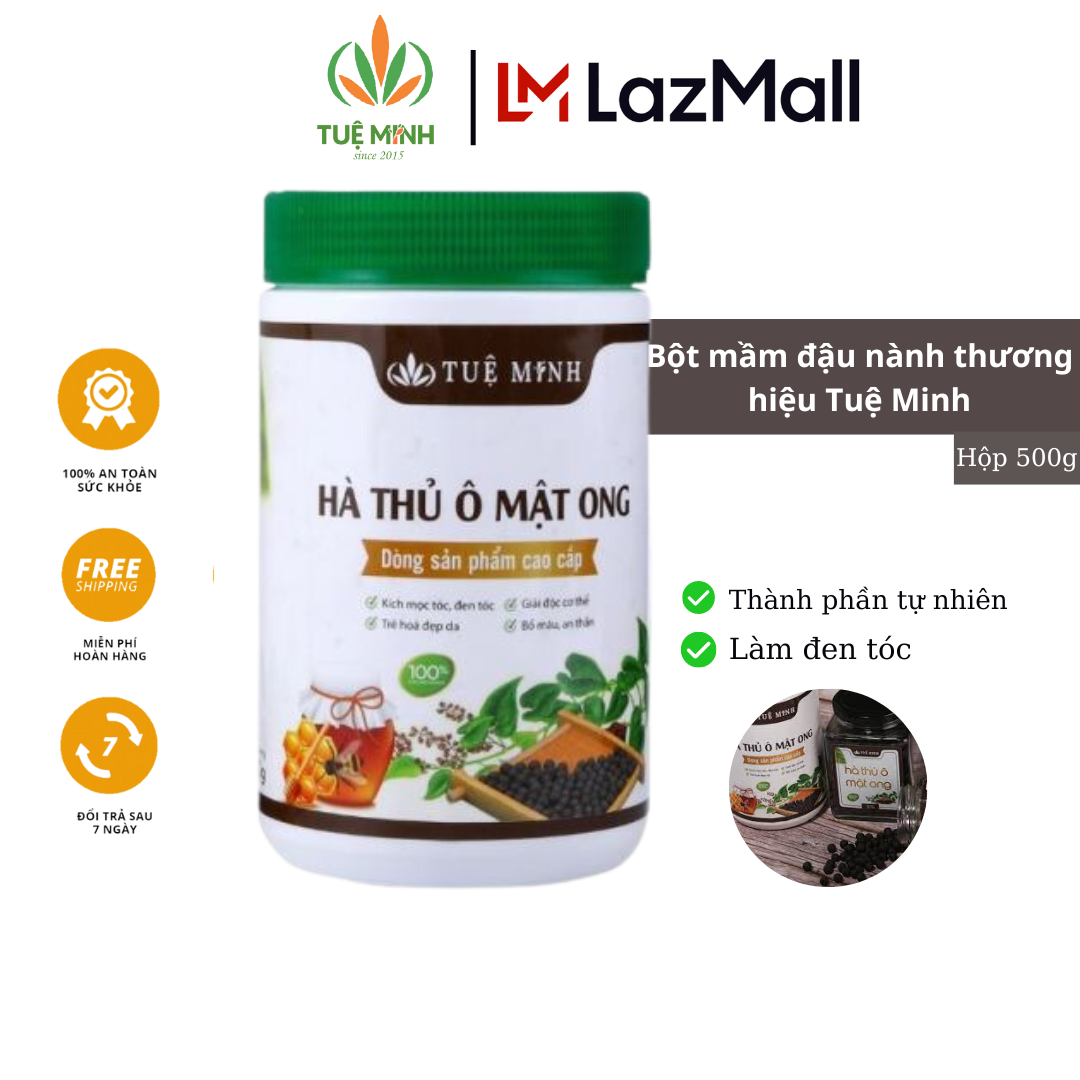 Viên Hà thủ ô Tuệ Minh nguyên chất 2 hộp 500g  giúp cải thiện tóc bạc,chống lão hóa tăng cường sức đề kháng