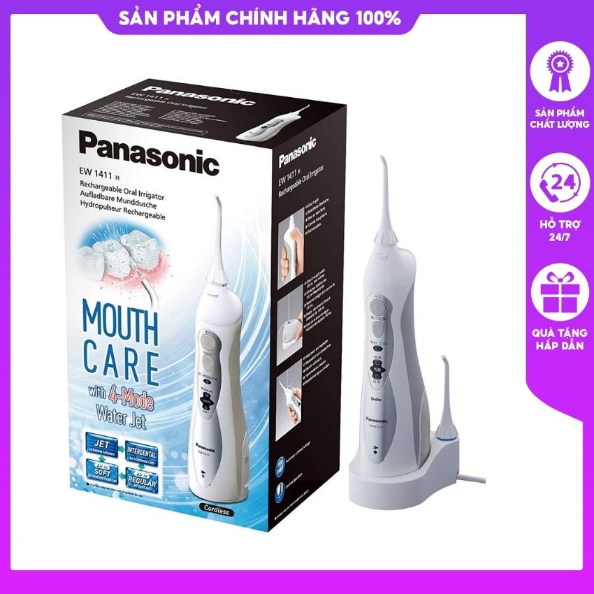 [Hàng Nhập Đức] Máy tăm nước Panasonic EW1411 thế hệ mới cải tiến vượt trội tia nước mạnh mẽ giúp rửa sạch vi khuẩn các chế độ làm sạch răng đa dạng