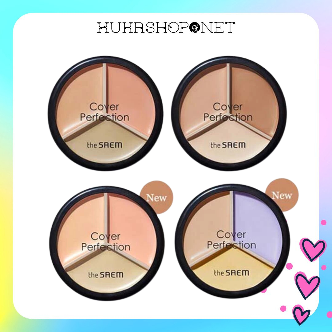 Kem che khuyết điểm the SAEM Cover Perfection Triple Pot Concealer 3 ô triệt sắc hỗ trợ che phủ hoàn hảo