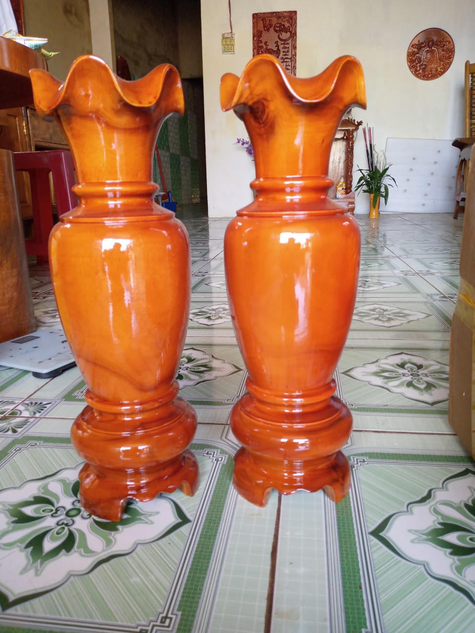 CẶP LỤC BÌNH GỖ TRÀM CAO 41CM X 14CM