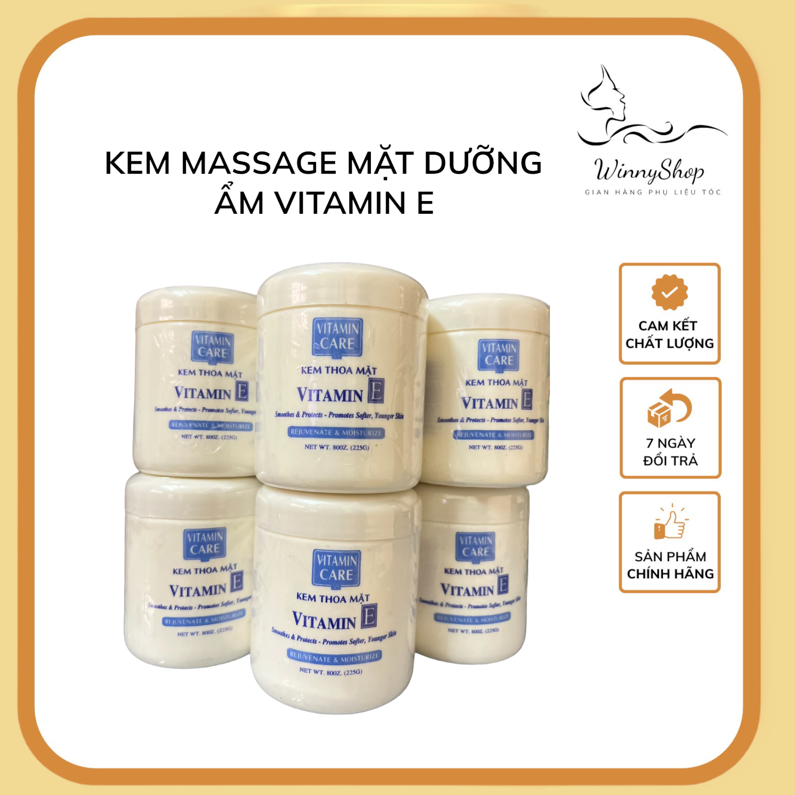Kem massage GIÁ RẺ Vitamin E hủ trắng 225g, cung cấp dưỡng chất giúp dưỡng ẩm da, có độ trơn nên dễ dàng massage dành cho spa