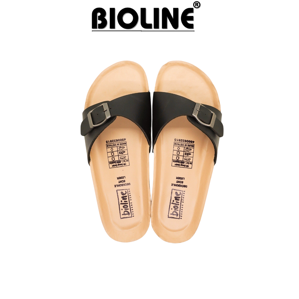 Puk08 - dép đế trấu, dép lê bioline official thiết kế unisex nam nữ quai ngang da pu cao cấp