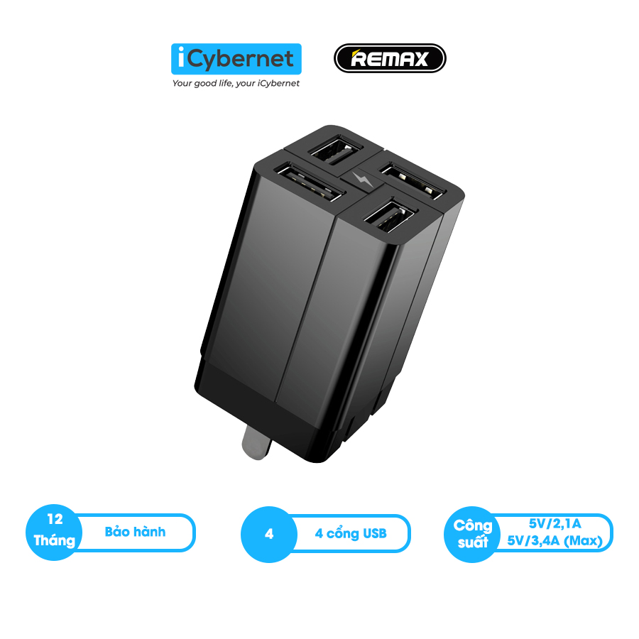 [Freeship] Củ sạc đa năng 4 cổng USB WK WP-U73 - Hàng chính hãng