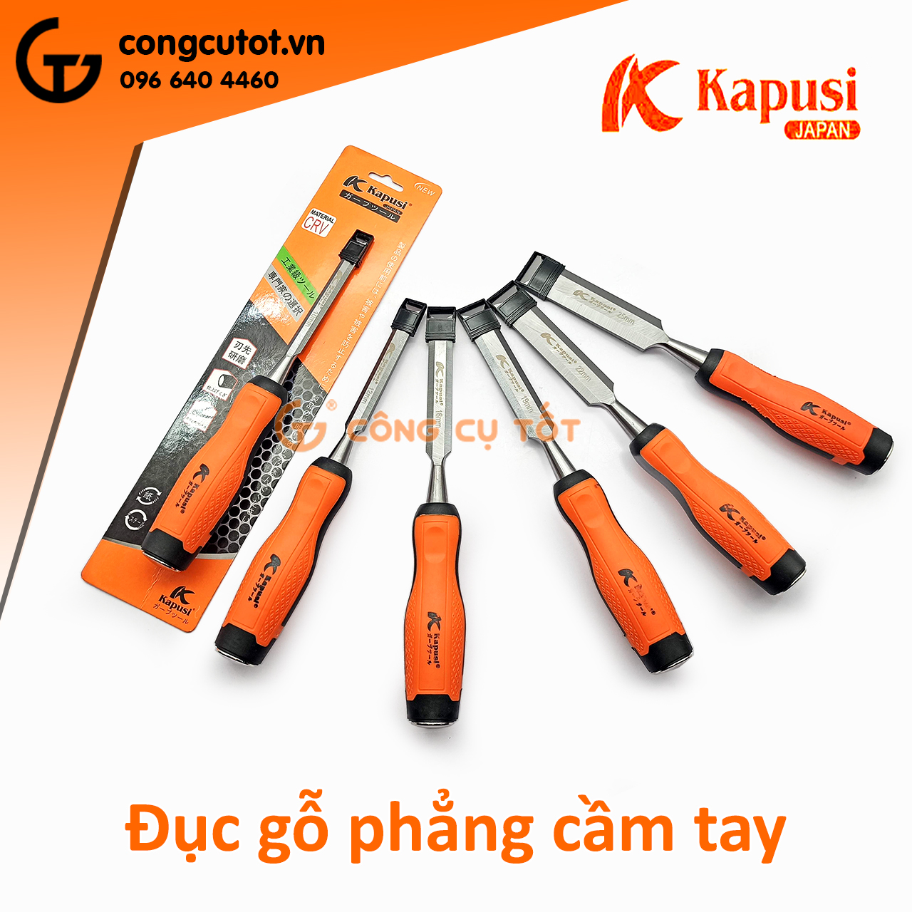 Đục gỗ lưỡi phẳng - Đục gỗ cầm tay mũi dẹt Kapusi Nhật Bản 10 - 25mm