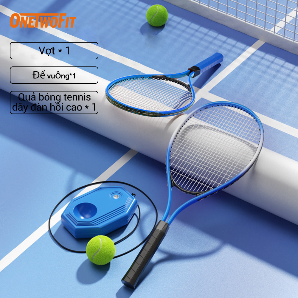 OneTwoFit Bộ vợt tennis đàn hồi luyện tập chuyển động ngoài trời cho người mới bắt đầu