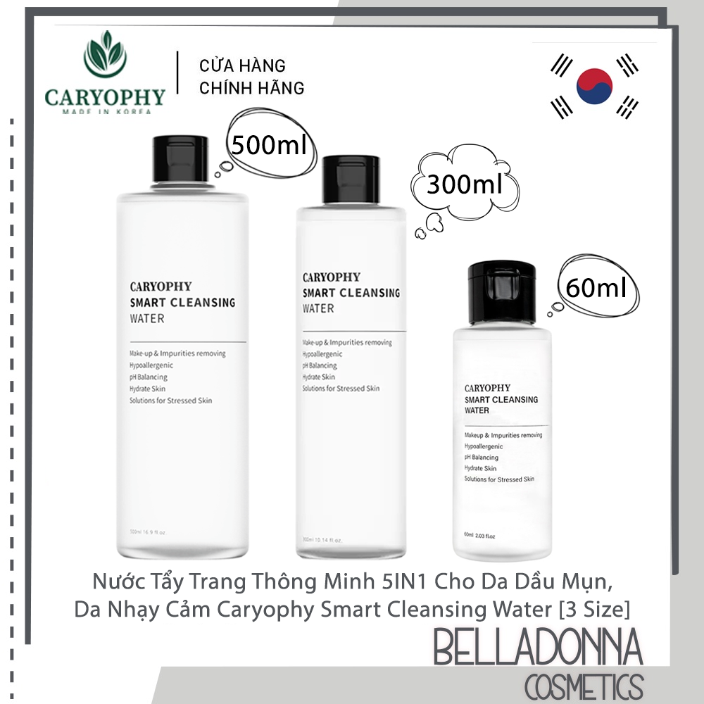 Nước tẩy trang 5in1 cho da dầu mụn, nhạy cảm caryophy smart cleansing water