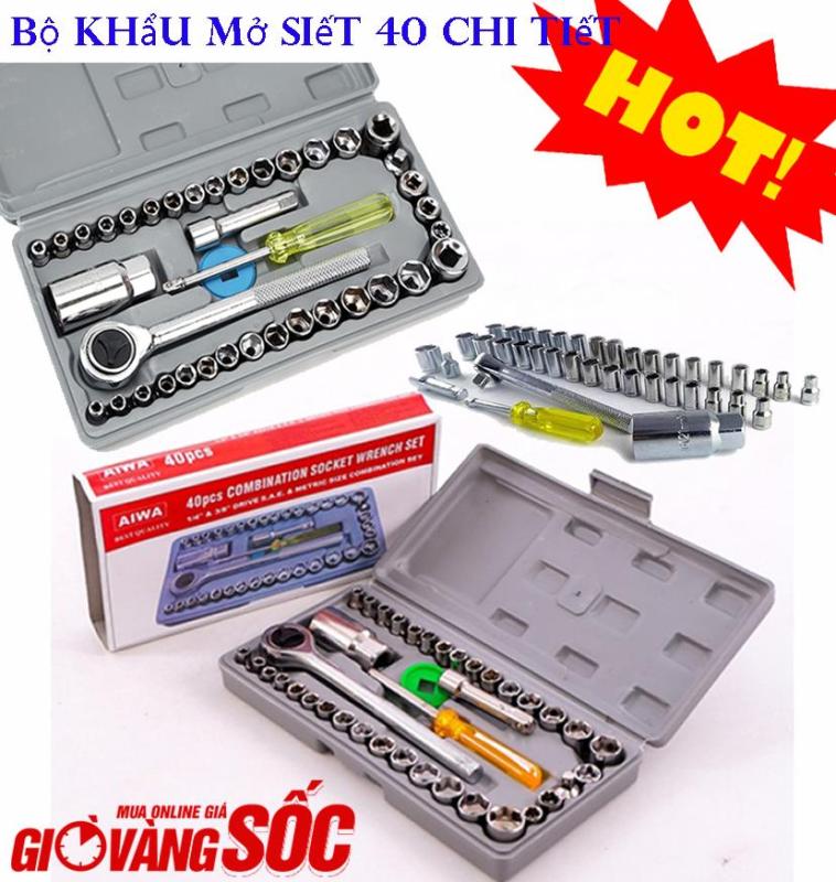 Bộ tháo mở ốc sửa chữa xe máy vạn năng Bộ khẩu mở siết ốc và bugi 40 chi tiết chất liệu thép không gỉ bền chắc và sáng đẹp BH 36 THÁNG
