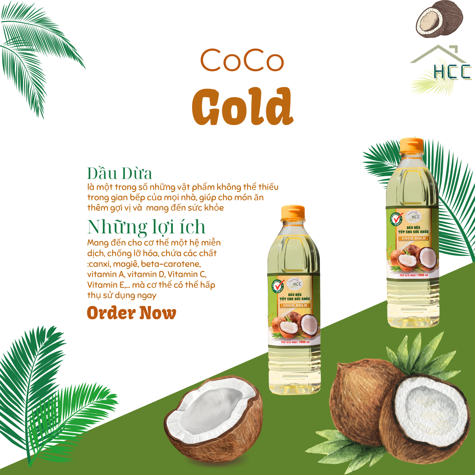 Dầu dừa nấu ăn Coco Gold 100% nguyên chất