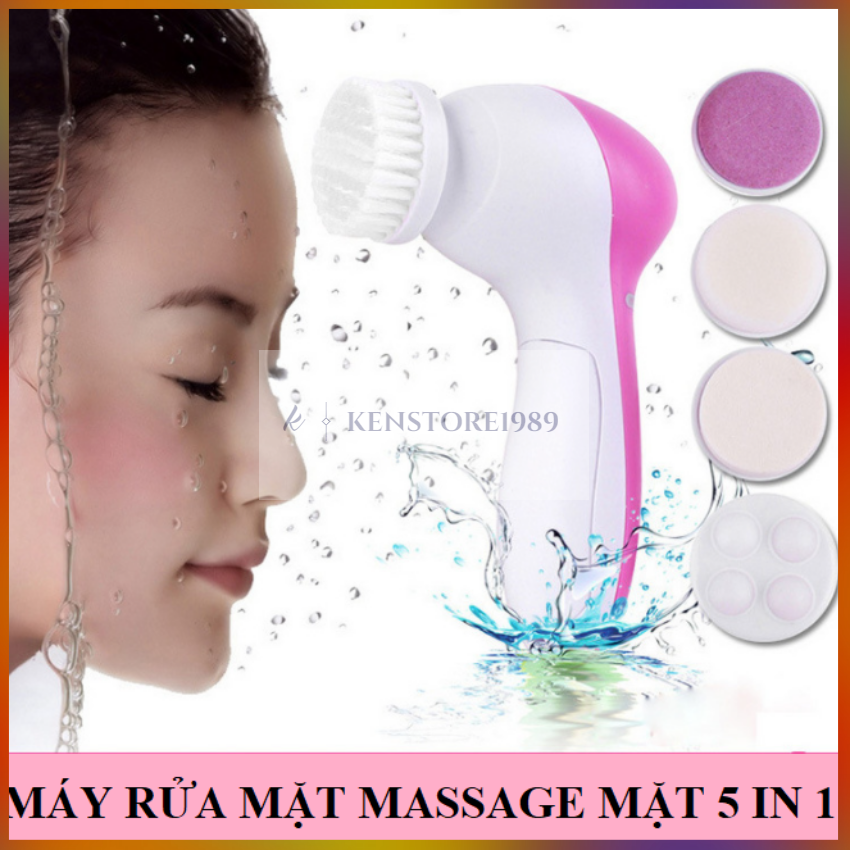 Máy massage, rửa mặt, đẩy tinh chất thẩm thấu vào da 5 trong 1