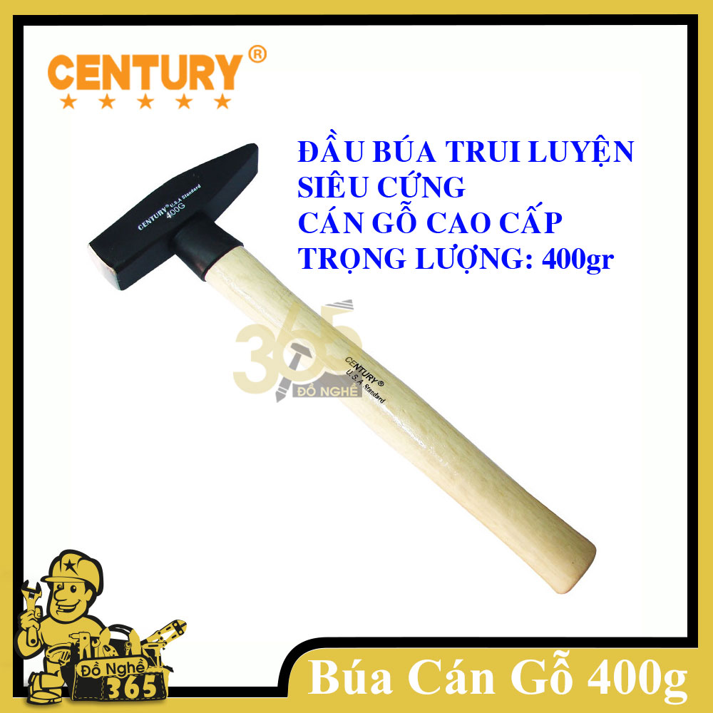 Búa đầu vuông 400gr Century , búa cán gỗ búa vuông cán gỗ, búa đầu vuông đầu dẹp hàng chất lượng cao
