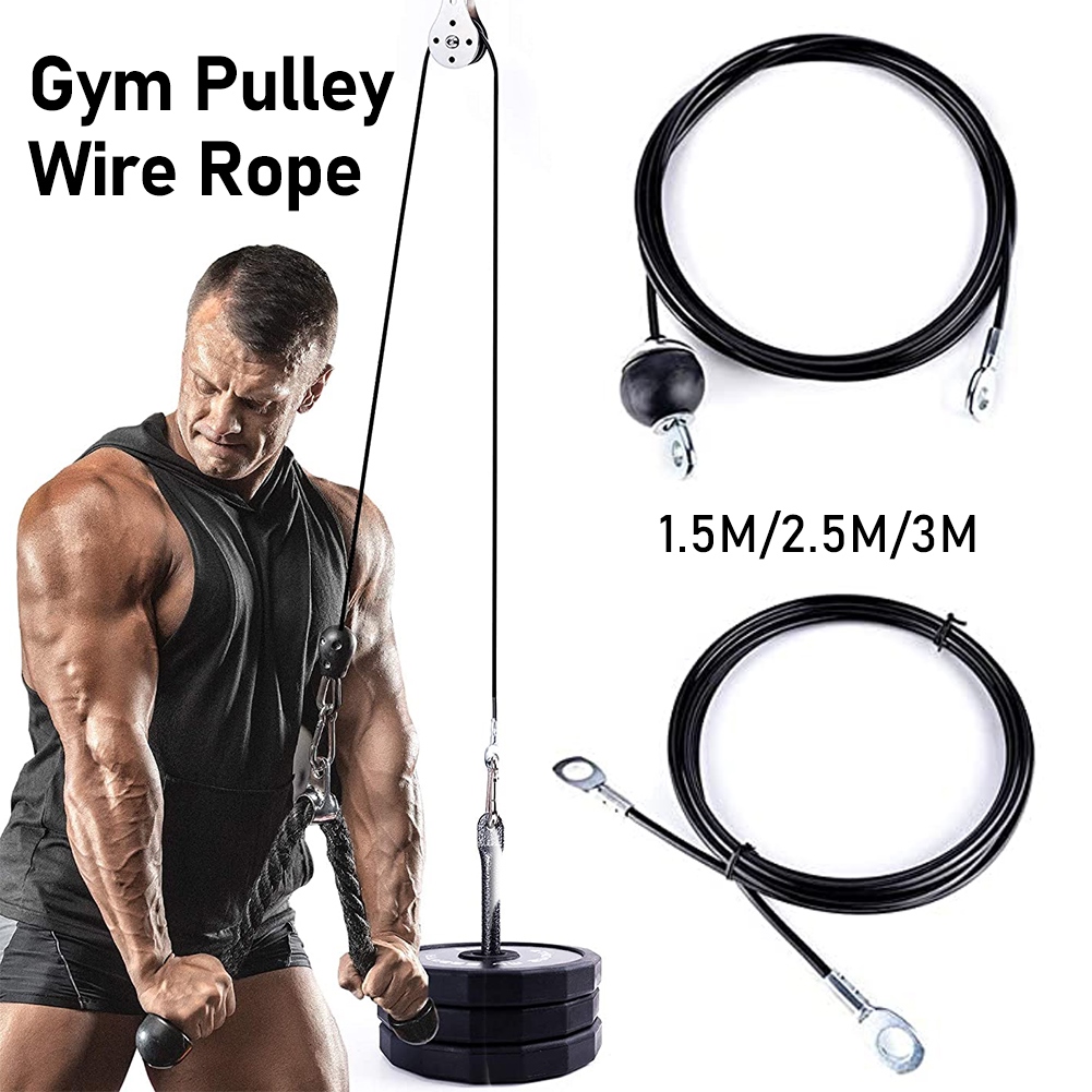 cw 1.5m 2.5m 3m Gym Pulley Steel Wire Rope 5mm Arm Strength Pull Down
