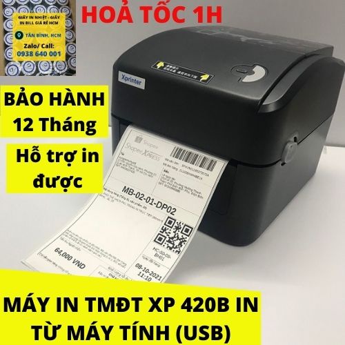 Máy in đơn hàng, in tem mã vạch, in tem cảm ơn, logo khổ A6, A7 XPrinter XP 420B, 350B In Từ Máy Tính