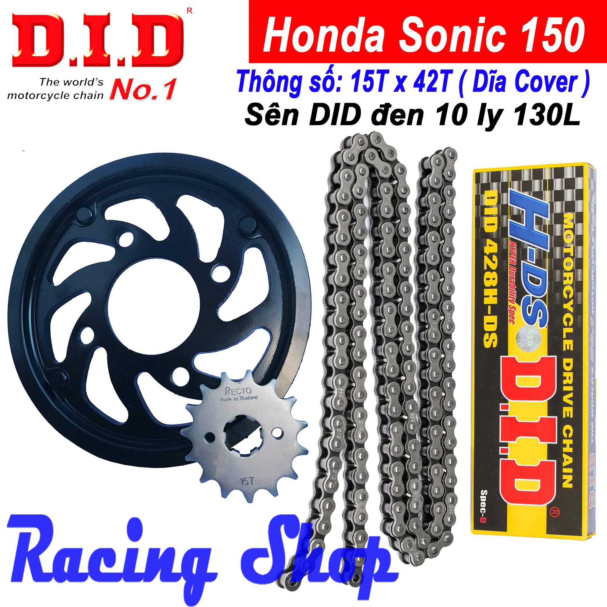 Nhông sên dĩa Honda Sonic, Winner 15Tx42T sên đen 10ly 130L DID Thái Lan
