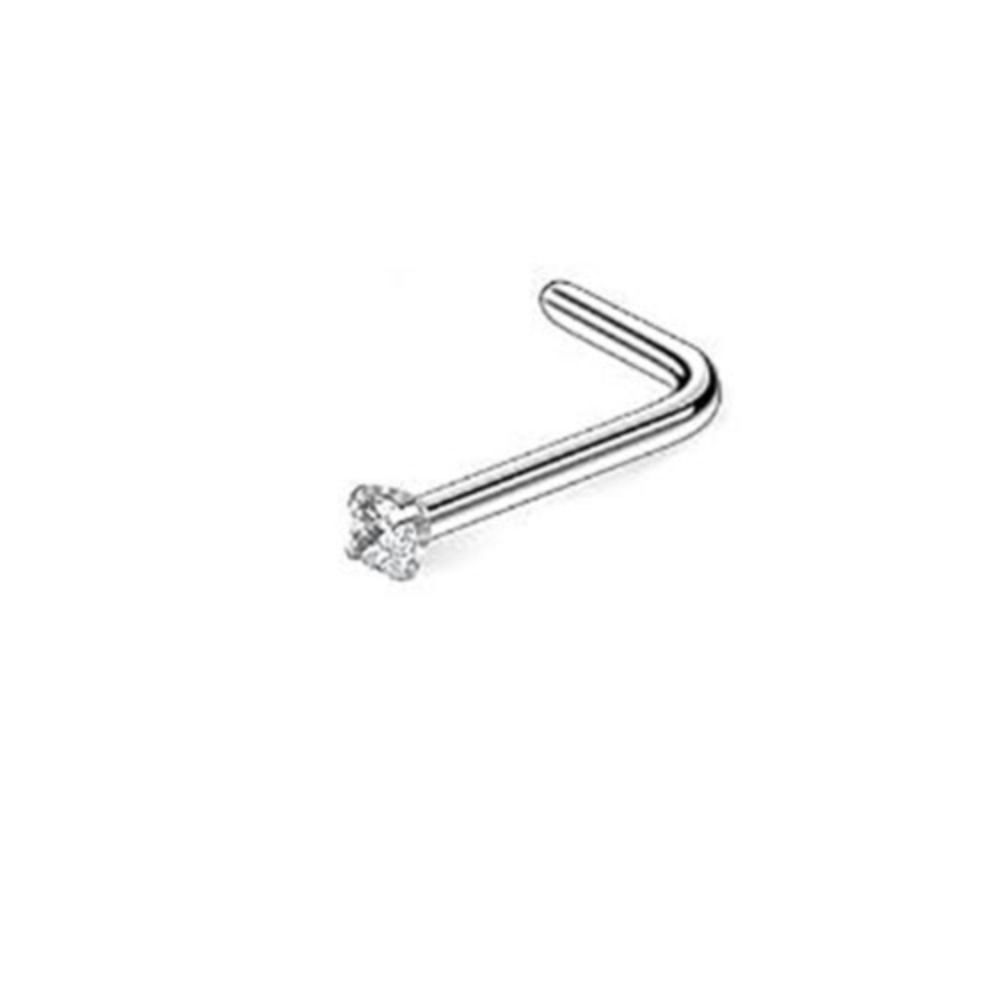 Amazon.com: MODRSA Nose Studs Nose Rings Studs 20g Nose Stud L Shaped Nose  Studs for Women Silver Nose Stud 20 gauge Diamond Nose Piercing Stud :  Clothing, Shoes & Jewelry