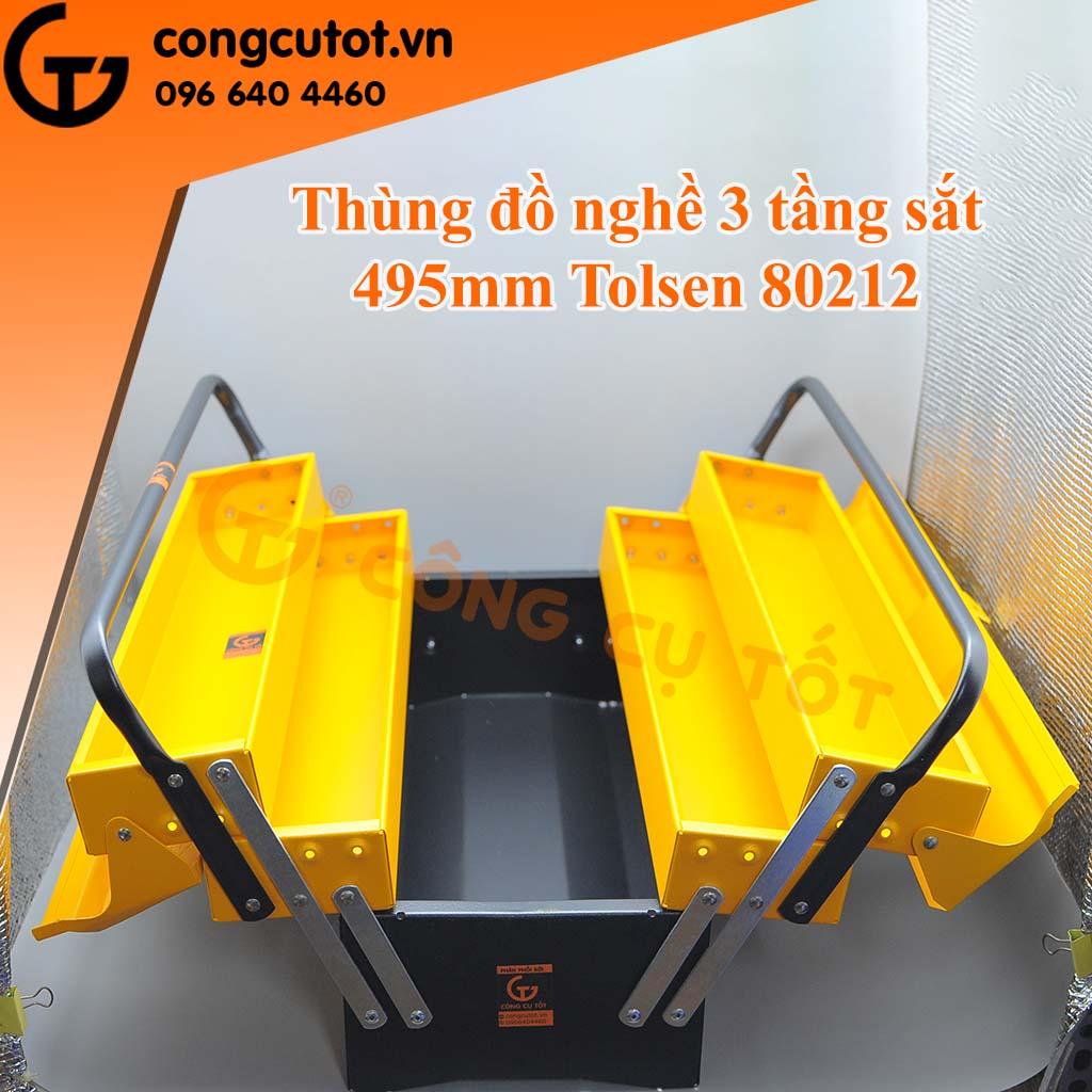 Thùng đồ nghề tolsen 80212 3 tầng bằng sắt 495mm