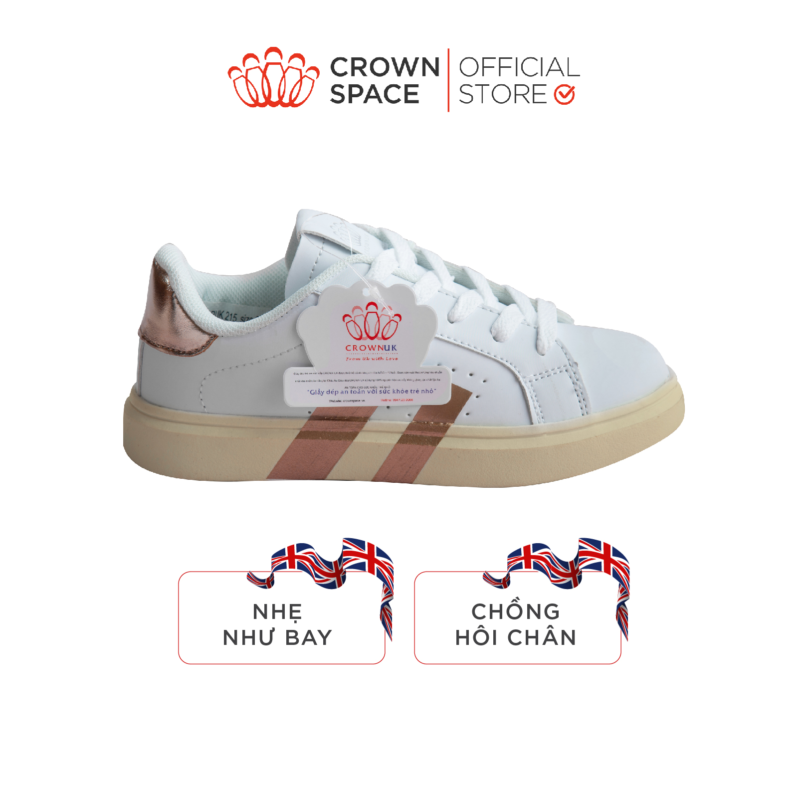 Giày Sneaker Bé Trai Bé Gái Cổ Thấp CrownUK Giày Thể Thao Trẻ Em Từ 2 đến 14 Tuổi size 28 đến 36 Nhẹ Êm Chân CRUK215