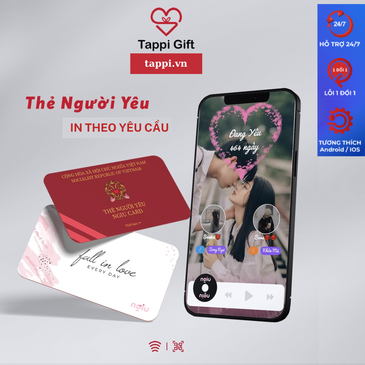 Thẻ tình yêu ngiu ,thẻ tappi đếm ngày yêu | quà tặng người yêu độc đáo