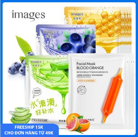 (10 gói) Mặt nạ giấy dưỡng trắng da mix 4 loại lô hội, việt quất, mật ong, cam đỏ giúp da sáng màu, dưỡng ẩm, làm săn và tăng độ đàn hồi, se khít lỗ chân lông, chống lão hóa, Mask mặt nạ dưỡng da nội địa Trung July20 SPU034