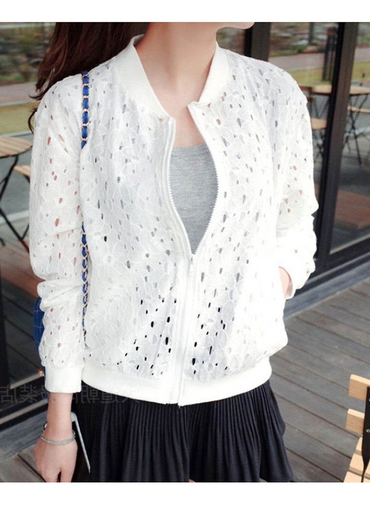 Áo Khoác Ren Thu Đông Nữ Kiểu Dáng Cardigan Nhẹ Nhàng JD23