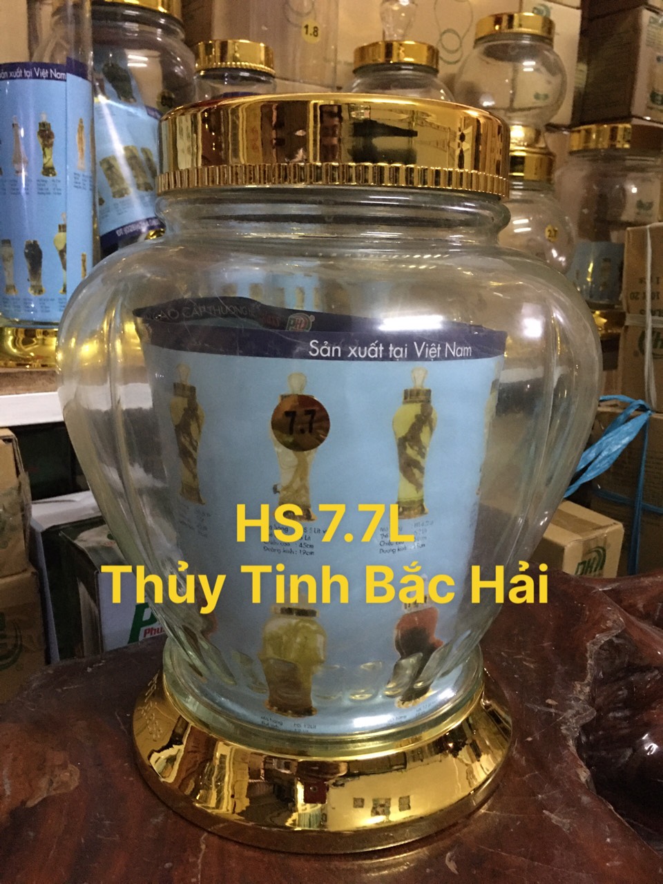 Bình thủy tinh và hũ thủy tinh ngâm rượu hs7.7l -thủy tinh bắc hải
