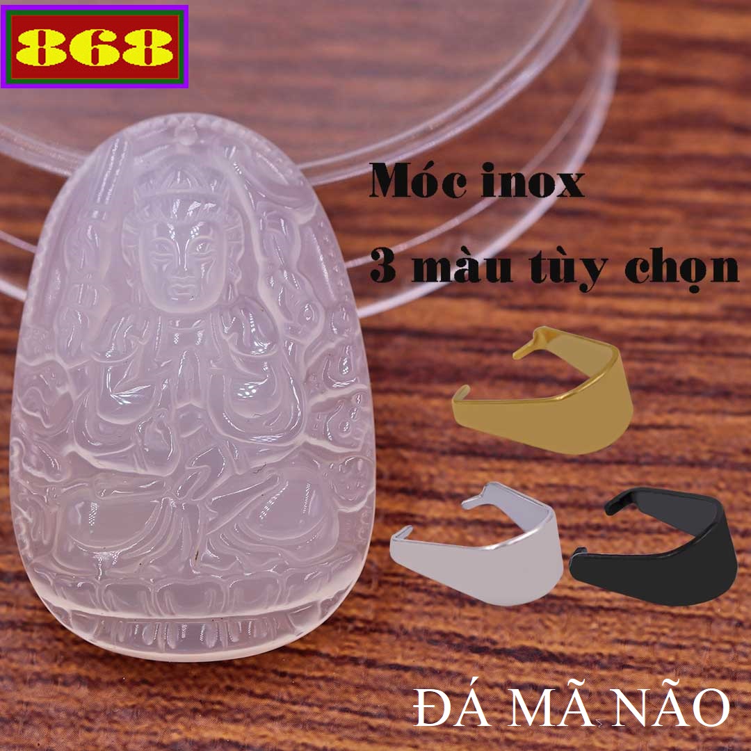 Mặt dây chuyền phật thiên thủ thiên nhãn đá mã não trắng 3.6 cm - hộ mệnh tuổi tý - mặt phật bình an, thịnh vượng