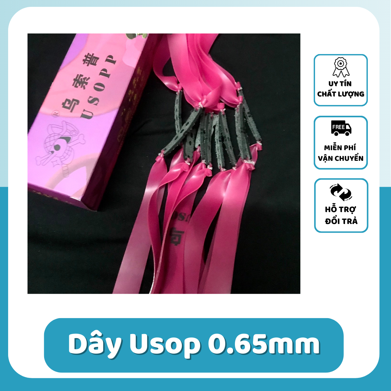10 Tặng 1 Dây Thun 0.65mm Usop Màu Hồng Cột Sẵn