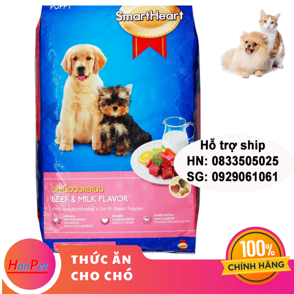Hanpet - Gói 400g và bao 8kg thức ăn dạng hạt cao cấp Smartheart Puppy DÀNH CHO CHÓ DƯỚI 1 NĂM TUỔI 215 - HP10310TC