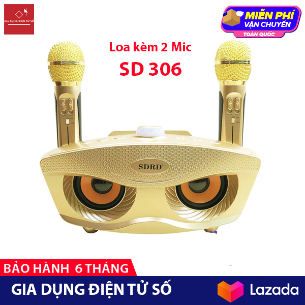 Loa hát Karaoke Bluetooth SD306 kèm 2 micro - Micro Không dây hỗ trợ hiệu ứng âm thanh công suất loa lớn Bass cực chuẩn hỗ trợ cổng cắm thẻ nhớ jack 3.5mm tương thích với mọi thiết bị loa bluetooth Loa karaoke