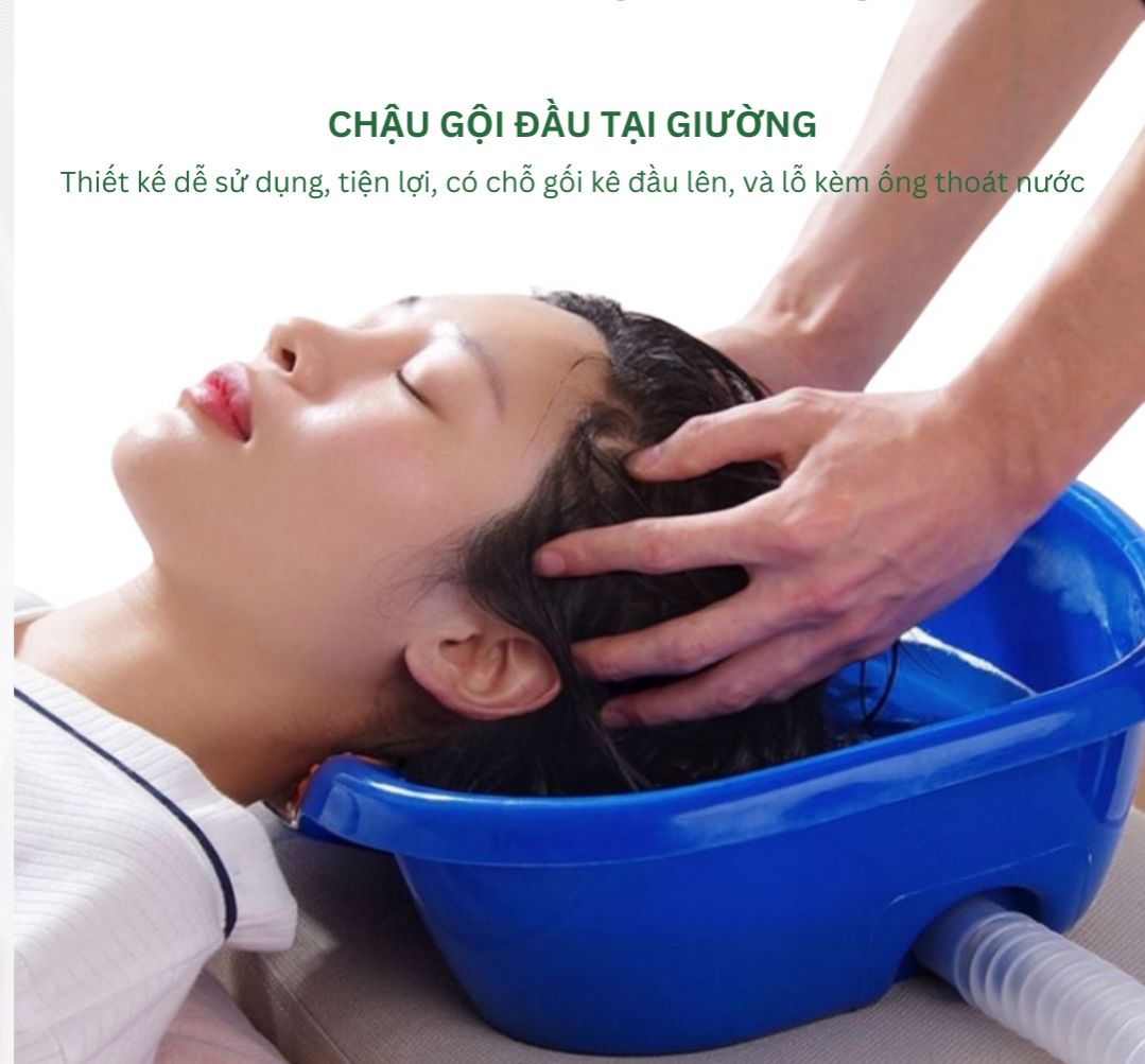 Chậu gội đầu tại giường, chậu gội đầu tại nhà giành cho bà bầu, trẻ em,người già, bệnh nhân, có vòi xả nước, đệm nót cao su massage cổ em ái, nhựa abs siêu bền
