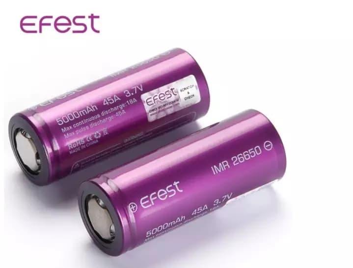 Pin sạc efest imr 26650 5000mah 45a flat top battery