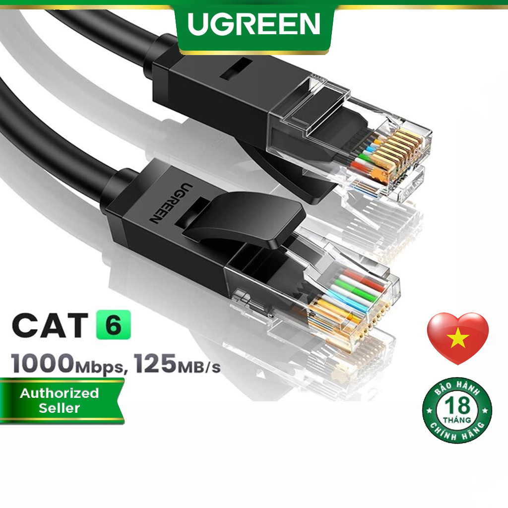 Dây mạng lan cat6 ugreen nw102 dài 20m, 25m, 30m, 40m, 50m, 80m, 100m - hàng chính hãng