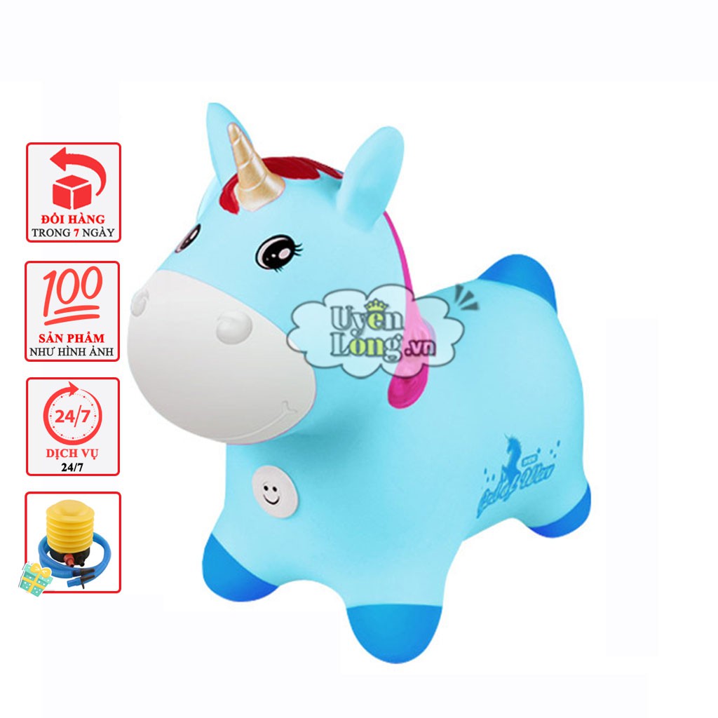 [Freeship Max] Thú Nhún NGỰA PONY Bơm Hơi Nội Địa Cao Cấp, Chính Hãng (Có Nhạc + Tặng Kèm Bơm) - Uyên Long