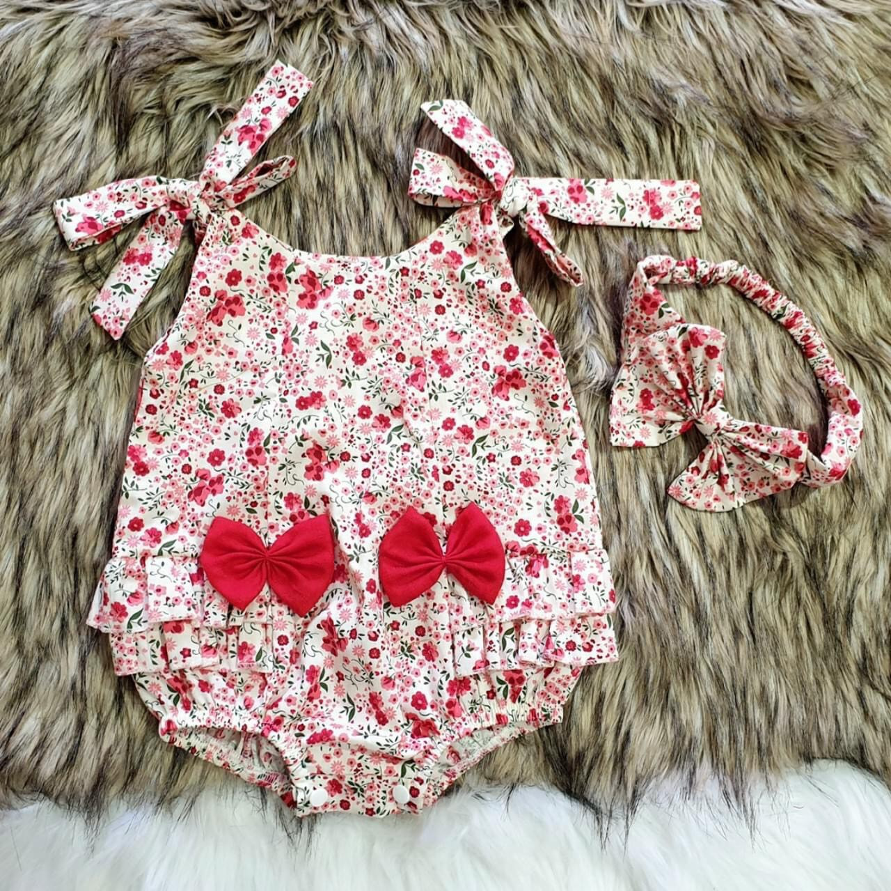 Đầm body hoa nhí 2 dây nơ cực xinh cho bé