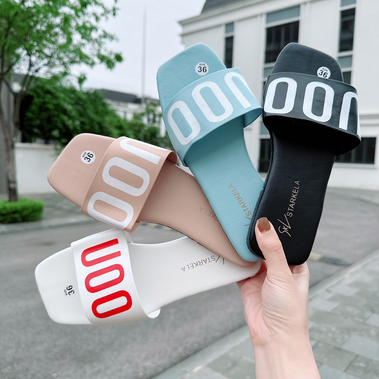 Dép nữ in chữ UOO siêu đẹp, Dép lê nữ đế bệt thời trang đi biển, đi học, đi chơi cực hot