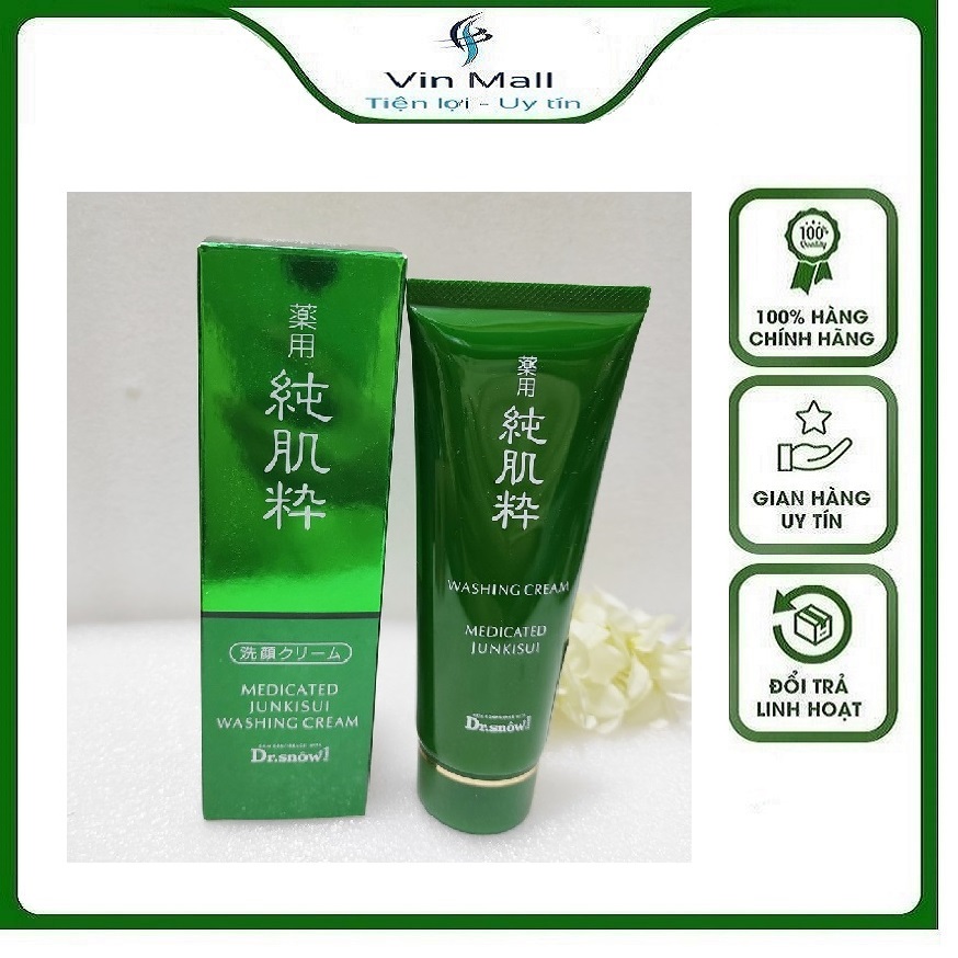 Sữa rửa mặt thảo dược dr.snow medicated junkisui washing cream - mẫu mới