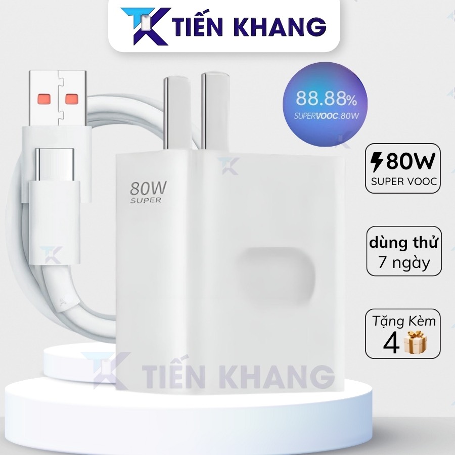 Bộ sạc nhanh cho oppo supervooc 80w , gồm củ và cáp sạc chân type c